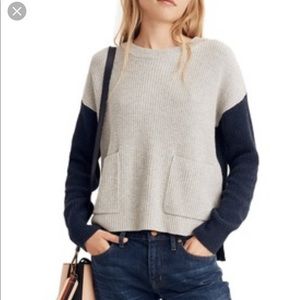 Madewell patch pocket sweater navy gray size xl